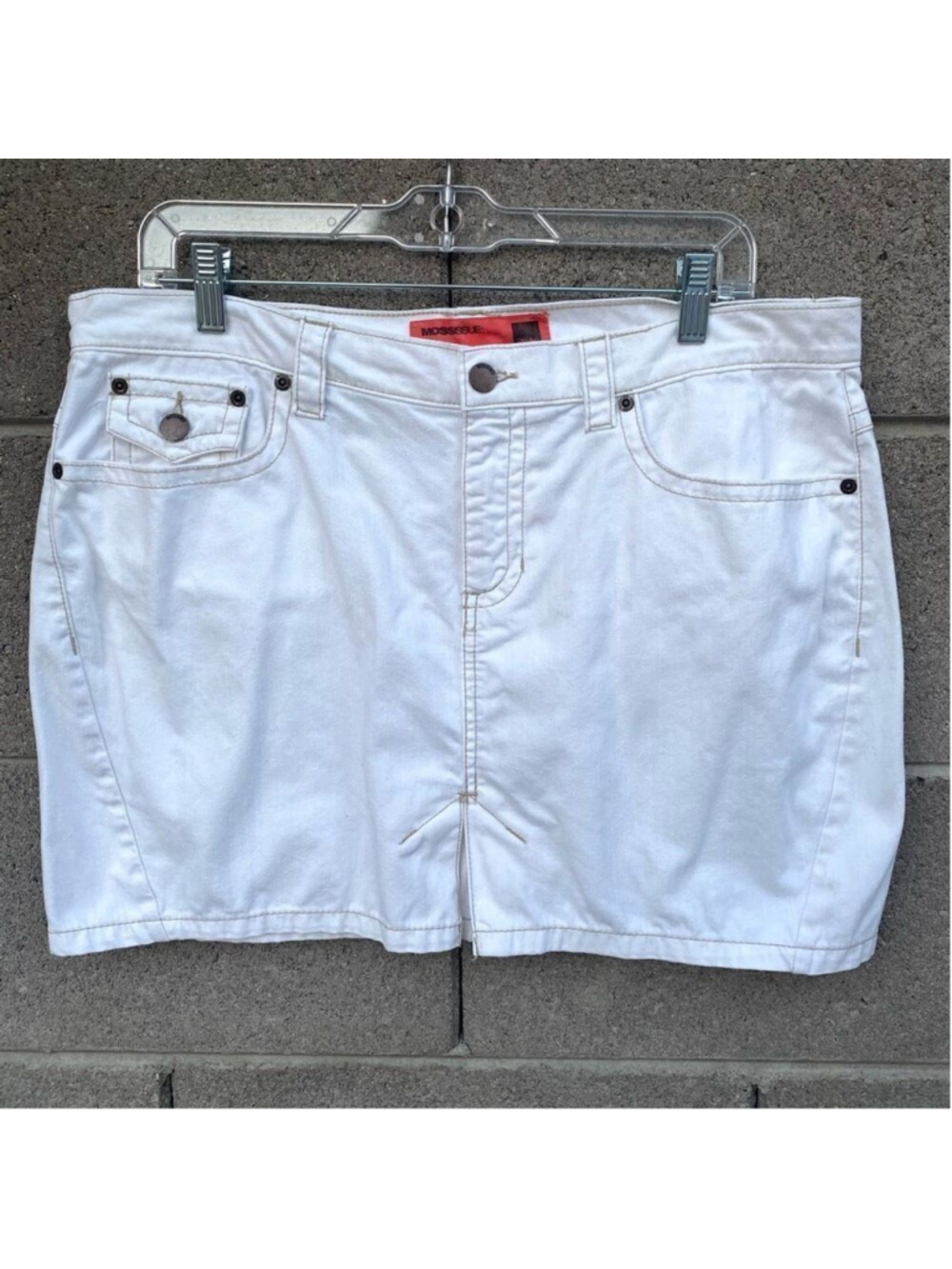 Vintage Y2K 90s White Jean Mini Skirt Mossimo Distressed XL Juniors 15